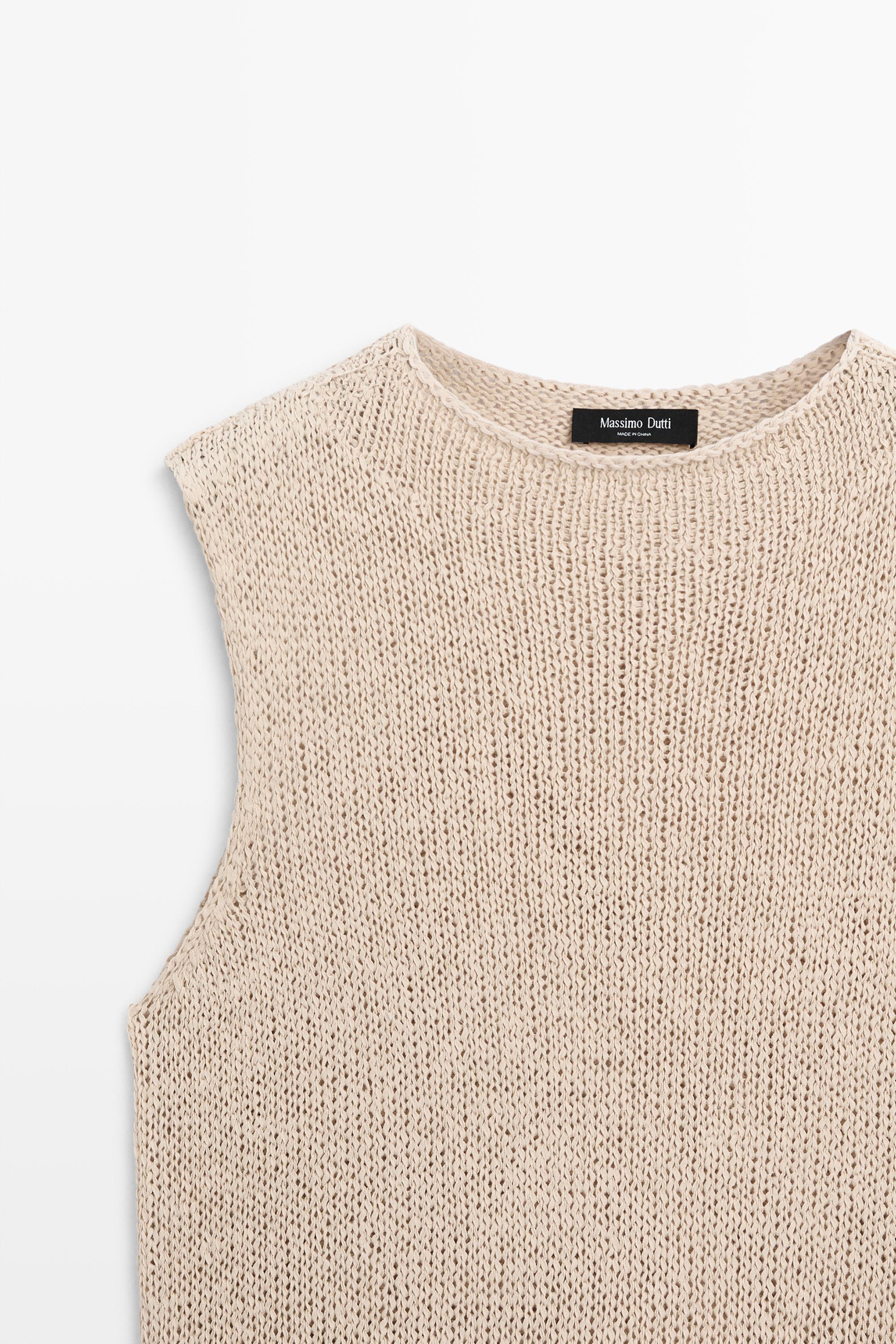 Linen blend knit top