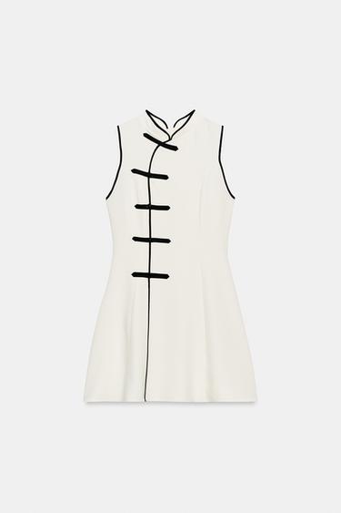 SHORT DRESS WITH FROG FASTENING - Ecru by Zara - Image 7