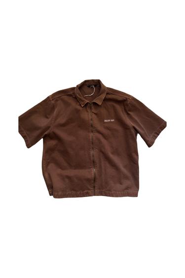 BROWN ZIPPER COLLARED SHIRT