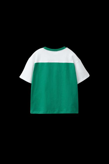 CAMISETA COLOR BLOCK ESTAMPADO - Verde de Zara