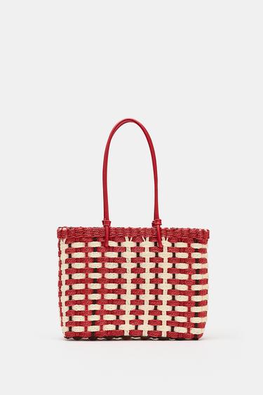 BRAIDED-EFFECT MINI TOTE BAG - Red by Zara
