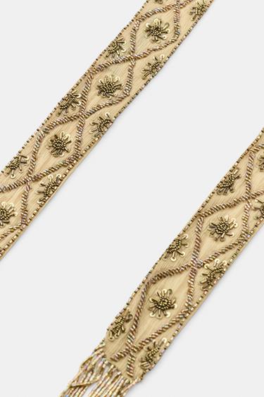 FOULARD BANDANA À FRANGES ET FANTAISIE - Doré de Zara - Image 2