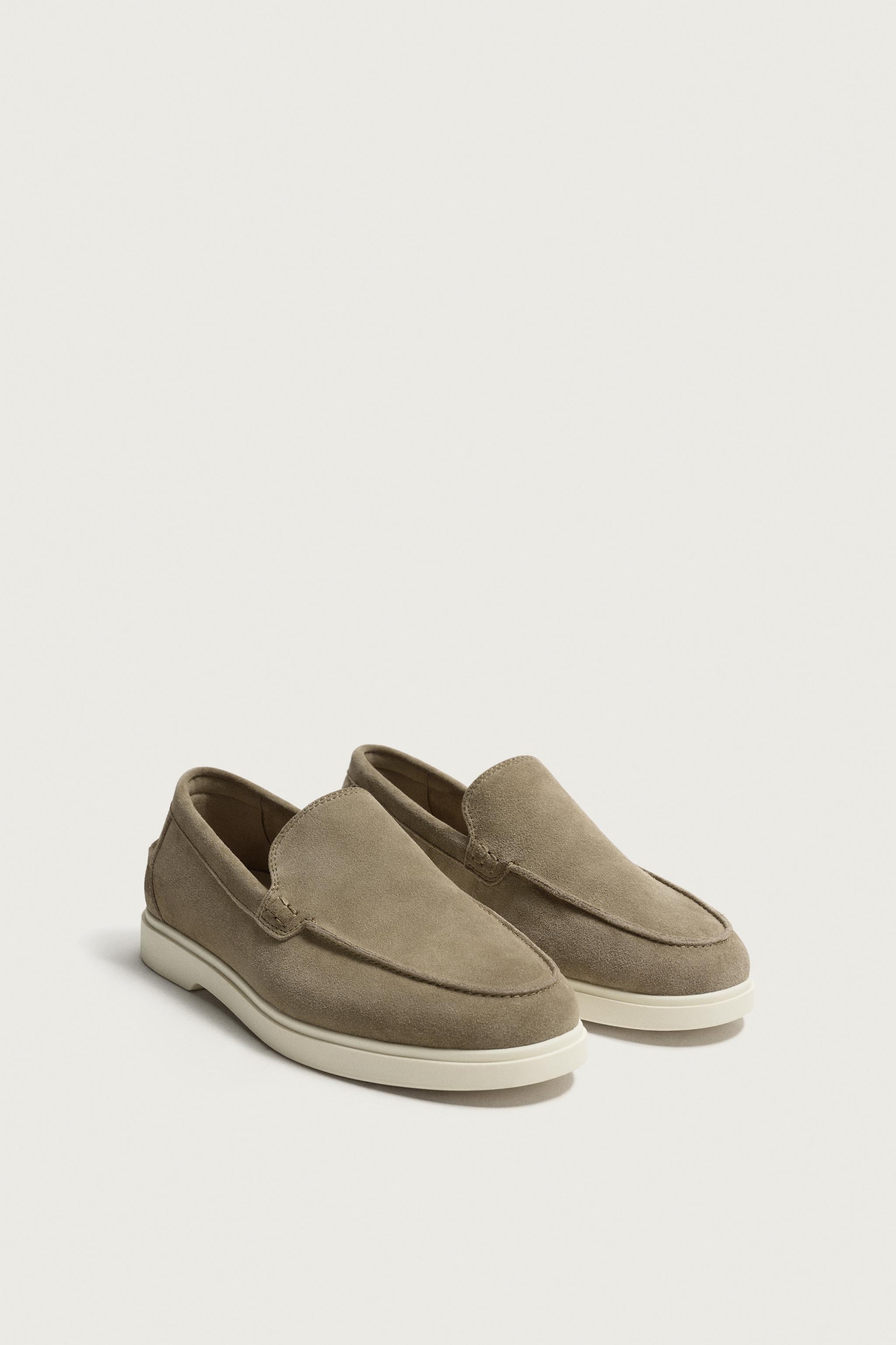 CASUAL LEATHER LOAFERS — Beige