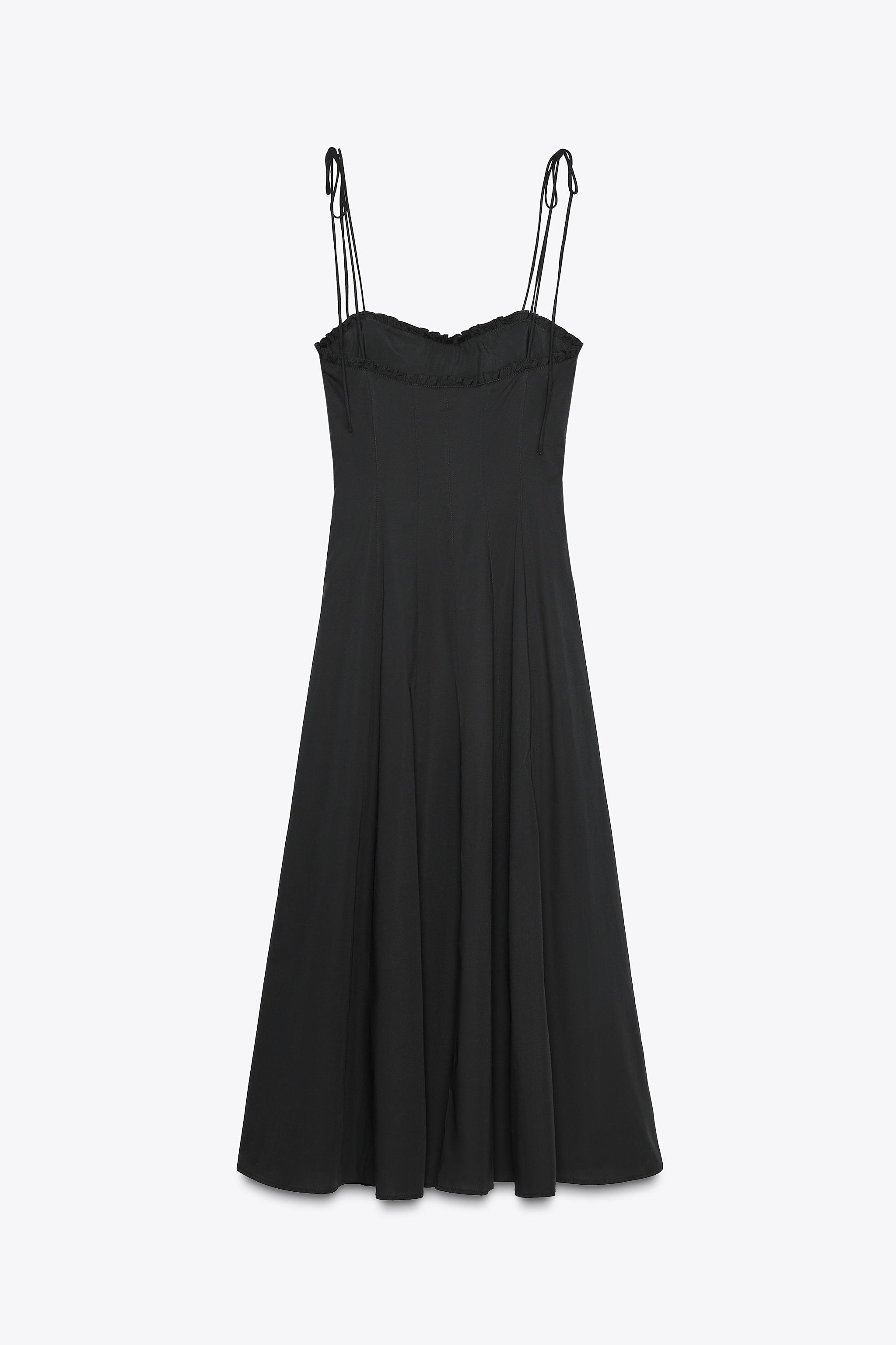 ROBE MIDI EN POPELINE À VOLANTS