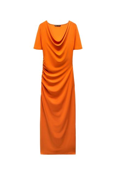 FITTED DRAPED FLOWING DRESS