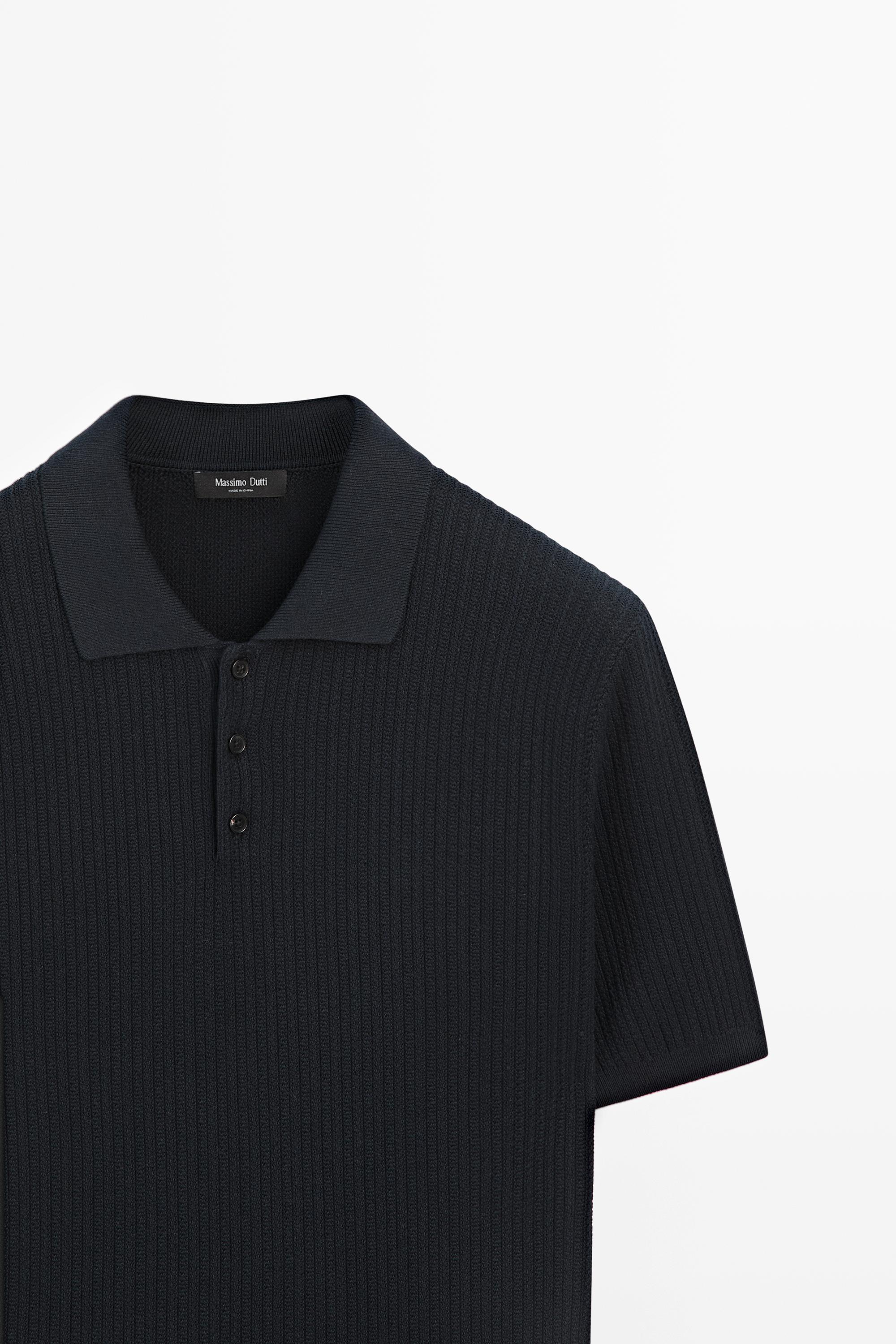 100% cotton textured knit polo sweater