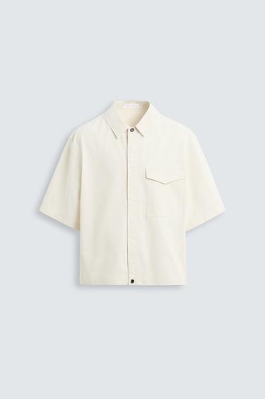 SOBRECAMISA LAVADA BOLSILLO - Blanco roto de Zara