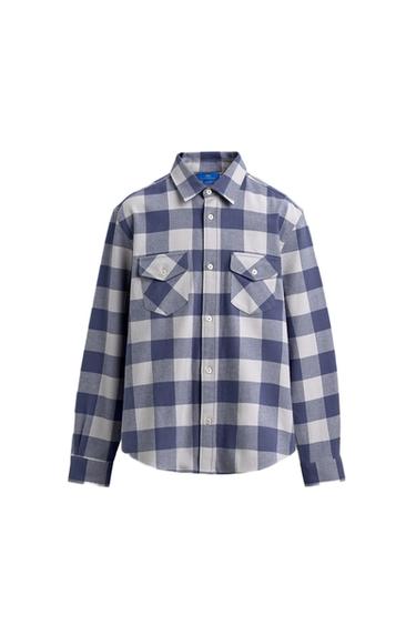 قميص فلانيلة كاروهات آرون ليفين X زارا - أزرق / أبيض by Zara