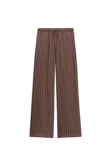 PANTALÓN ANCHO RAYAS - Marrón / Crudo de Zara