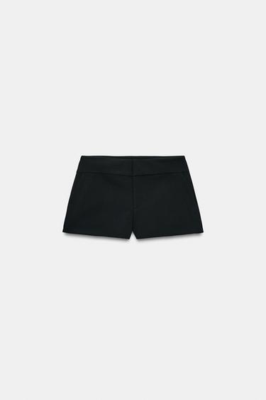 Zara WIDE WAISTBAND SHORTS - Black
