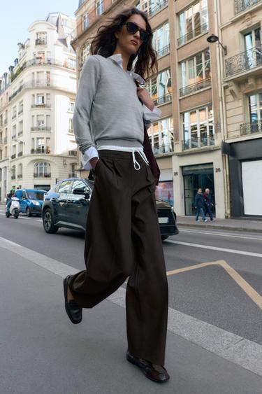 WIDE-LEG TROUSERS WITH DOUBLE WAISTBAND - 178 by Zara