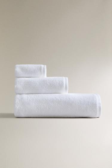 RICE STITCH COTTON BATH TOWEL - White by Zara