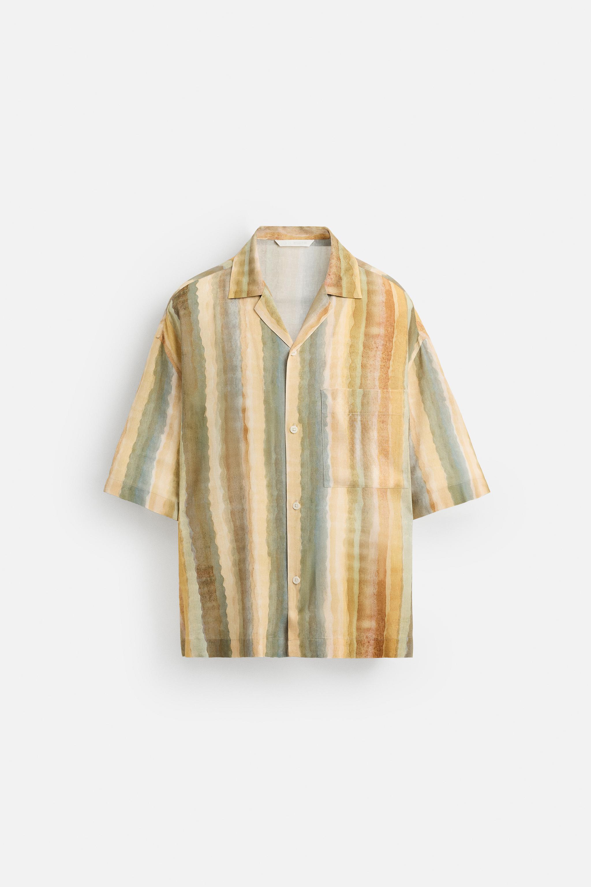 STRIPED PRINT SHIRT - Orange | ZARA United States