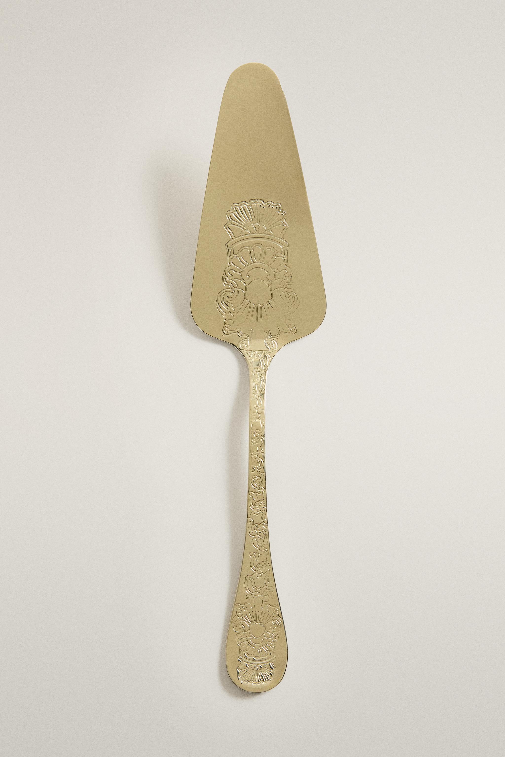 ENGRAVED STEEL CAKE SERVER - Soft gold | ZARA United States