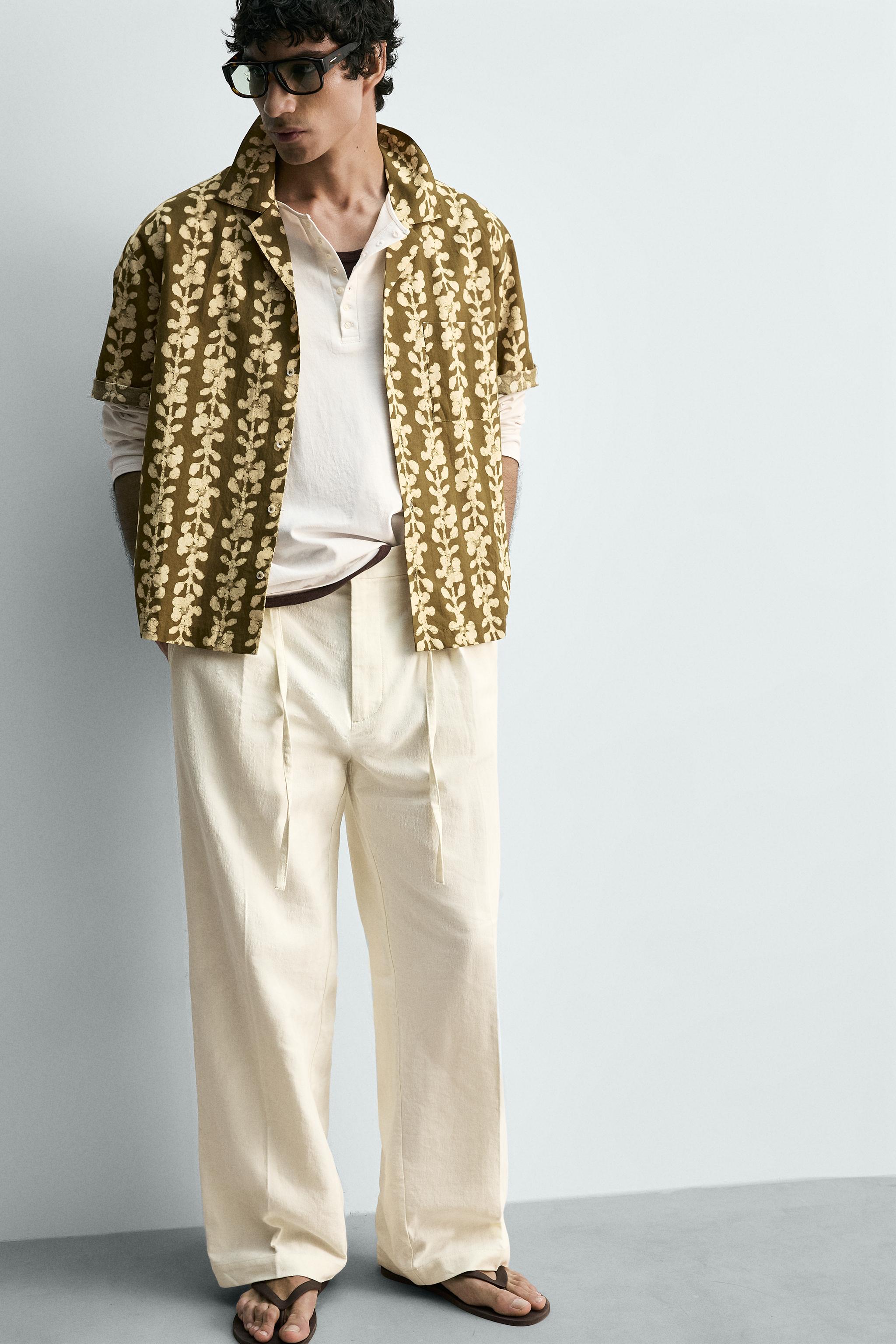 COTTON - LINEN PLEATED PANTS