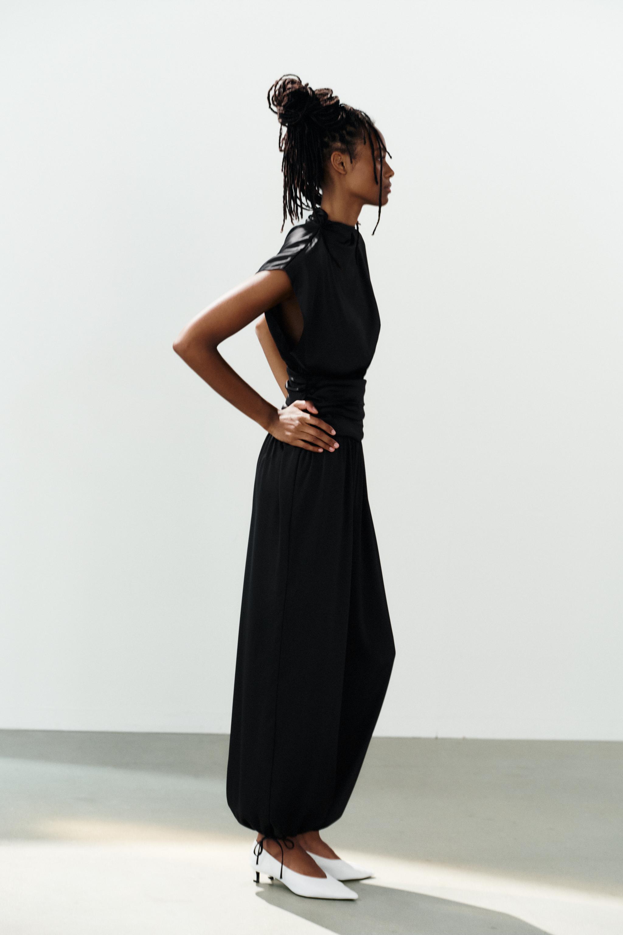 Zara SATIN CUMMERBUND JUMPSUIT — фото 3