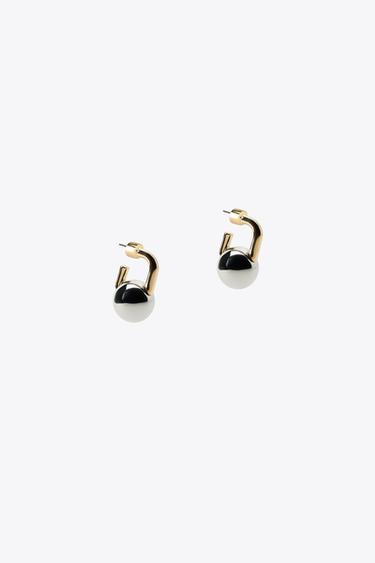 CONTRAST BALL EARRINGS - Gold / Silver by Zara - Image 2
