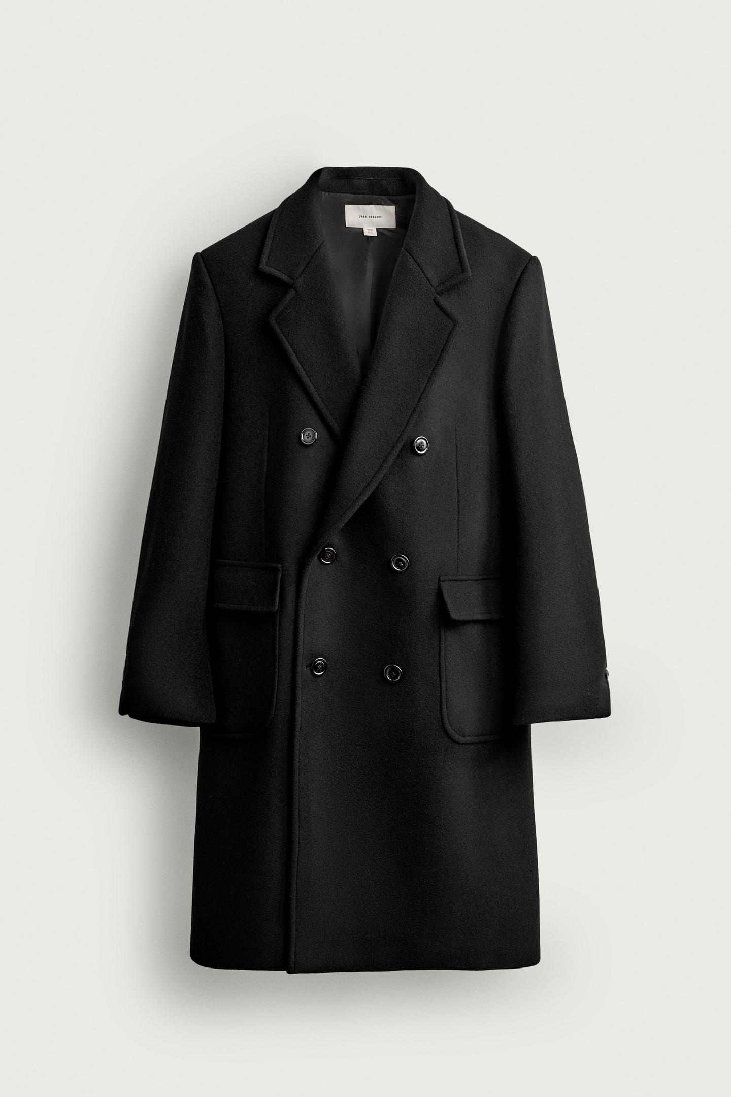 Мужское пальто Zara Manteco® Wool-Blend Double-Breasted, цвет: Чёрный — фото 7