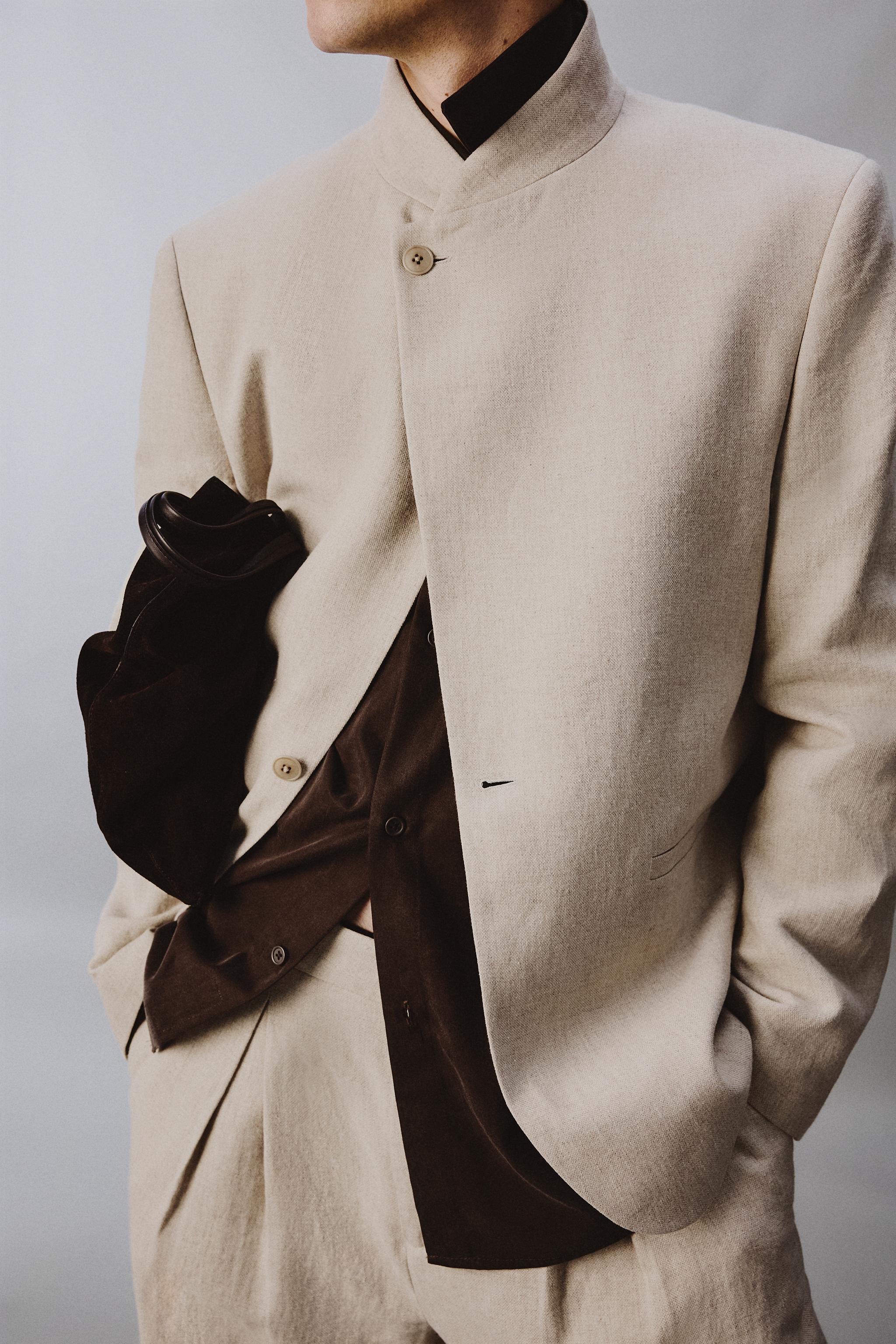 RELAXED FIT DOUBLE BREASTED SUIT BLAZER
