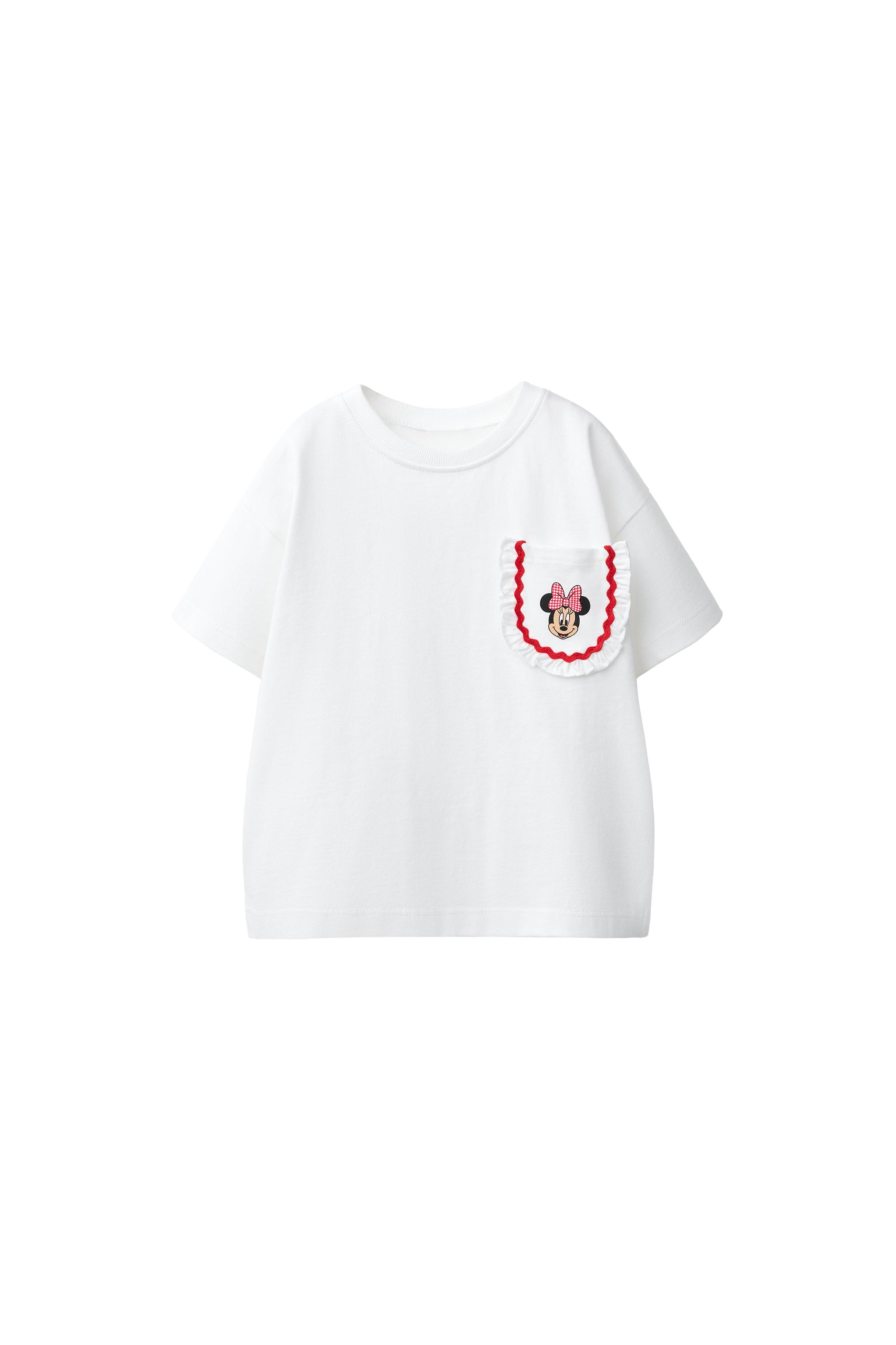 ミニーマウス©ディズニー スカラップポケットTシャツ - ホワイト