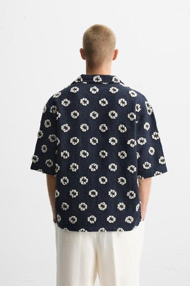 CHEMISE JACQUARD TEXTURÉ - Bleu marine foncé de Zara - Image 2