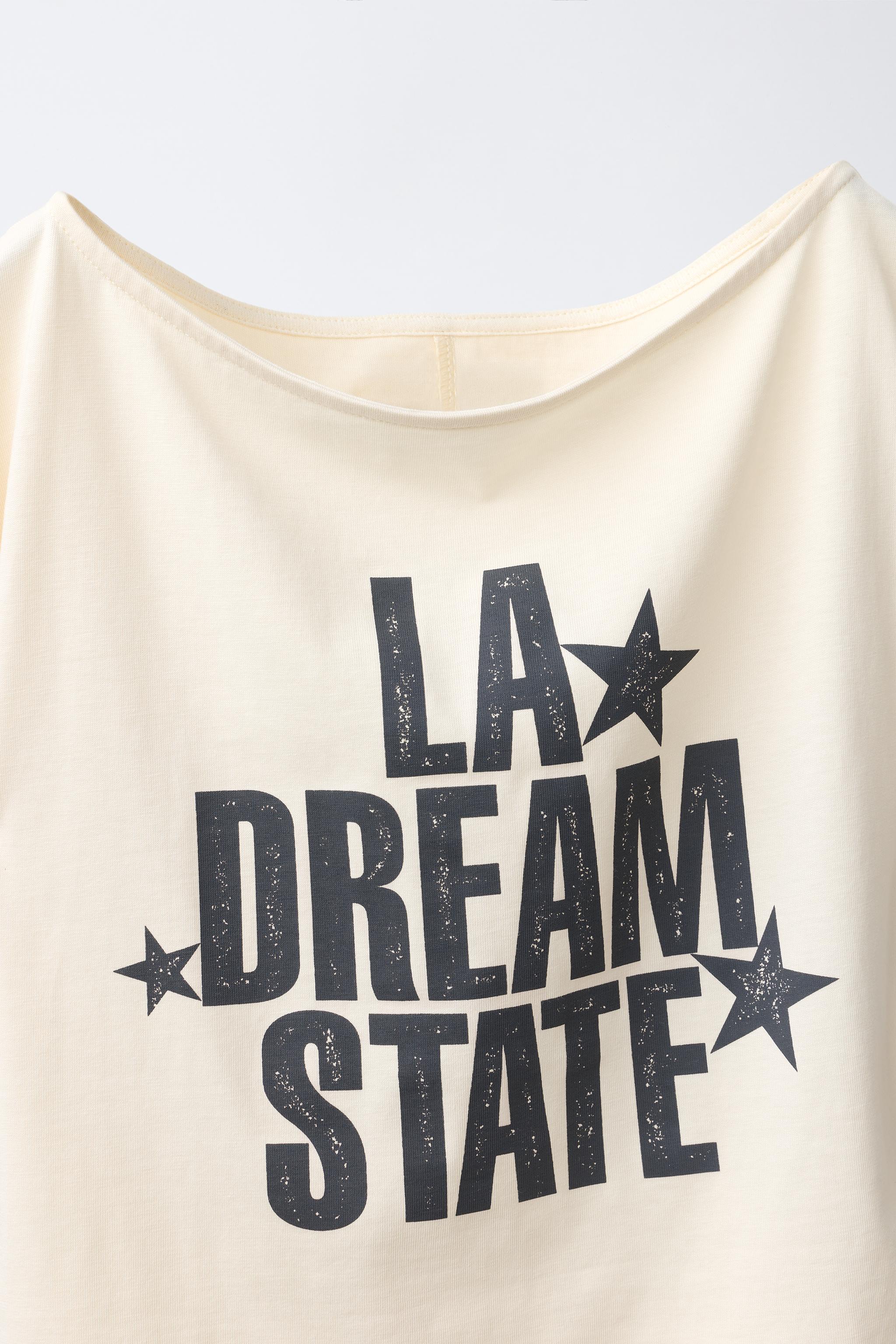 STRIPED RUCHED TEXT T-SHIRT