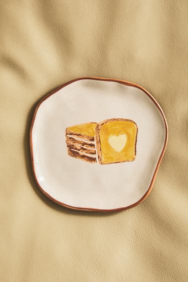 SIDE PLATE WITH TOAST MOTIF - brown/white by Zara - Image 5