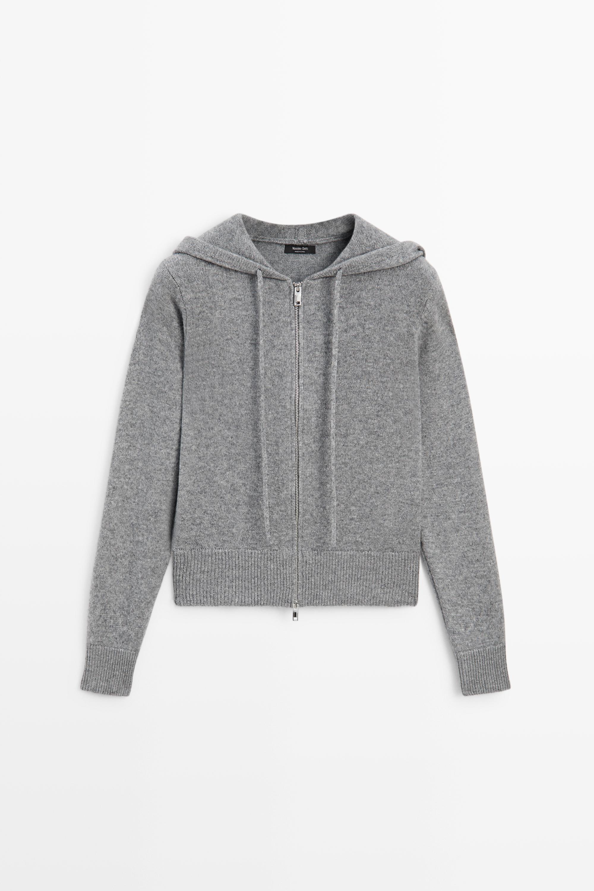 Cardigan à capuche en maille de laine mélangée