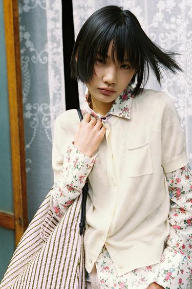 더블 이펙트 니트 재킷 - Zara 버터