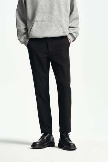 Zara 舒適紋理休閒長褲 - 黑色