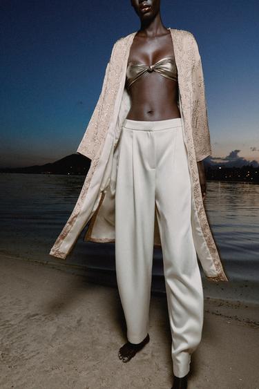 KIMONO PAILLETTES - Gris taupe de Zara - Image 6