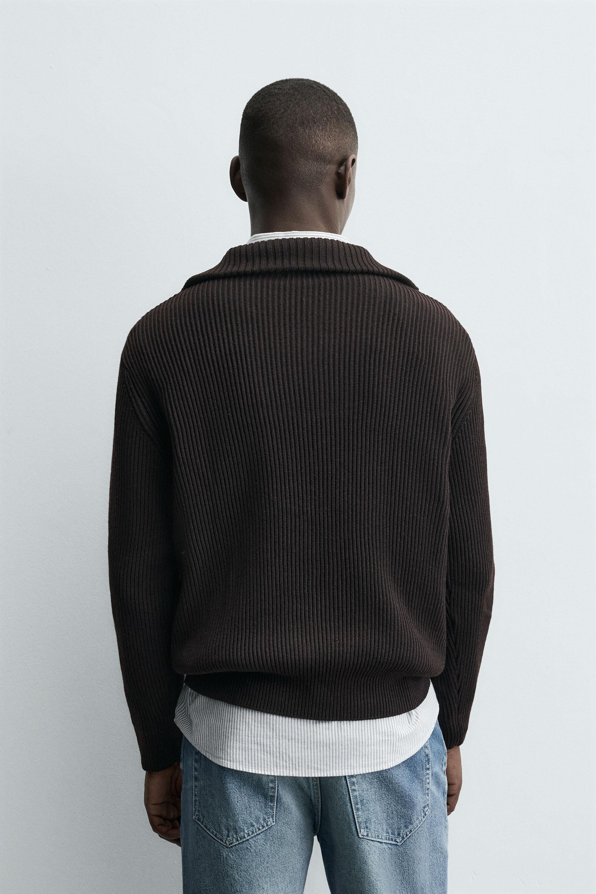 PURL KNIT QUARTER-ZIP JUMPER