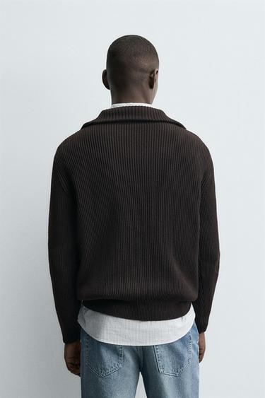 PURL KNIT QUARTER-ZIP JUMPER - Chocolate by Zara - Image 2