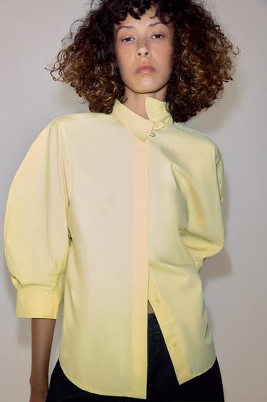 CAMISA MANGA ABULLONADA ZW COLLECTION - Amarillo de Zara