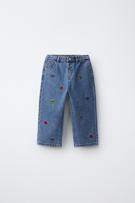 JEANS STRAIGHT BORDADOS FRUIT OF THE LOOM™ - Azul de Zara - Imagen 0
