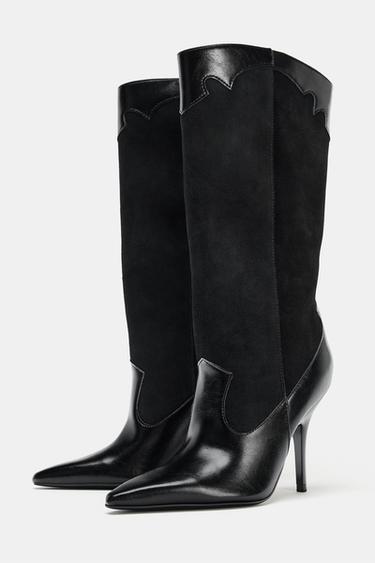 BOTTES À TALONS COW-BOY - Noir de Zara - Image 3