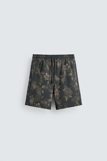 Zara LONG FLORAL PRINT SWIMSUIT - Grays