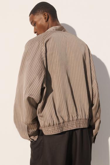 CROPPED FIT STRIPED VISCOSE - CUPRO BOMBER JACKET - striped by Zara - Image 2