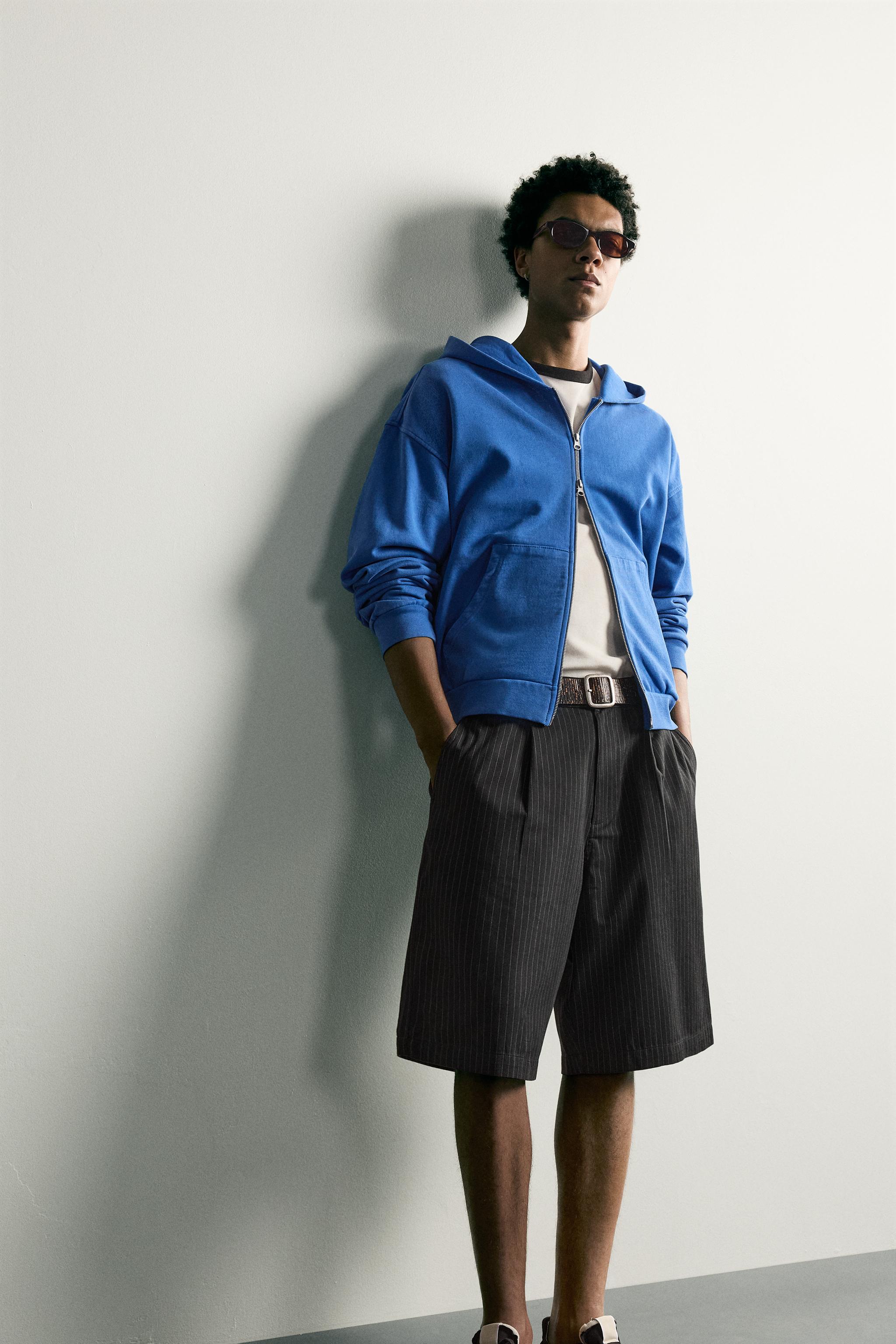 Мужские шорты Zara PINSTRIPE BAGGY FIT SHORTS — фото 5