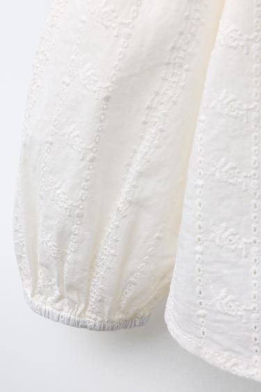 EMBROIDERED BLOUSE - Ecru by Zara - Image 3