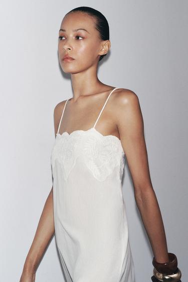 ROBE À BRETELLES BRODÉE ZW COLLECTION - Blanc de Zara - Image 1