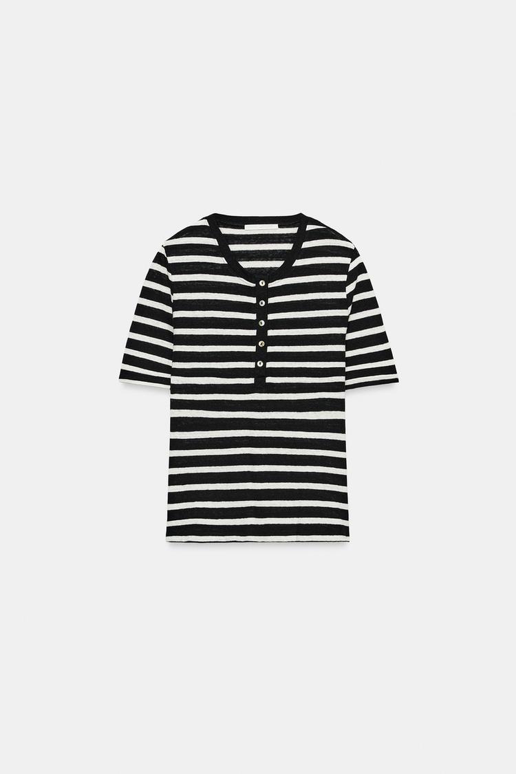 Camisa tipo polo de mezcla de lino 4