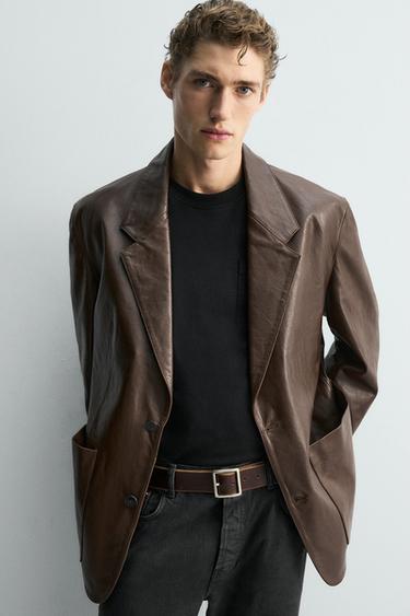 BLAZER CUIR ÉDITION LIMITÉE - Marron de Zara - Image 5