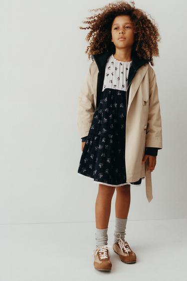 VESTIDO CUADROS Y FLORES - Negro / Crudo de Zara