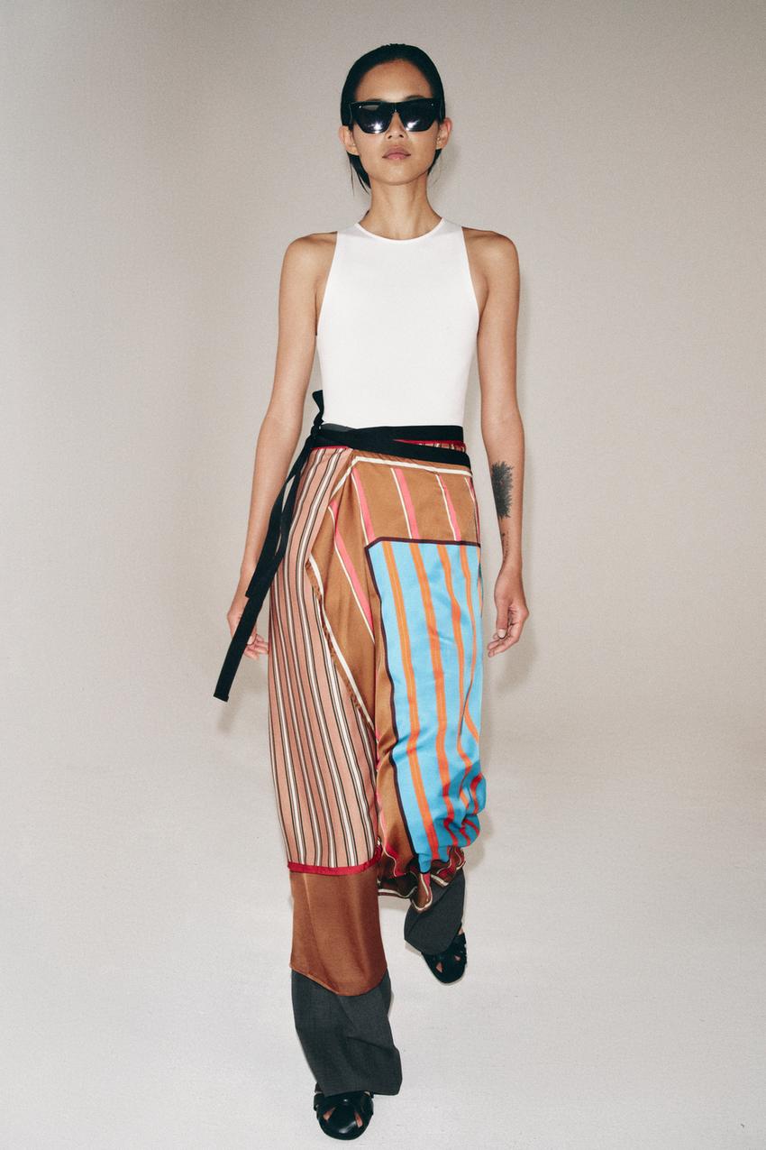 ZARA STRIPED PRINT PAREO SCARF