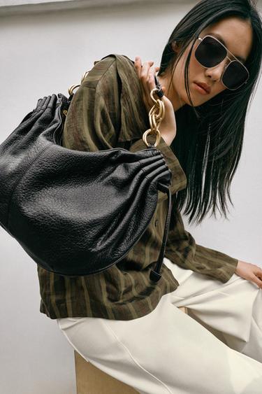 SAC PORTÉ ÉPAULE FRONCÉ - Marron de Zara - Image 0