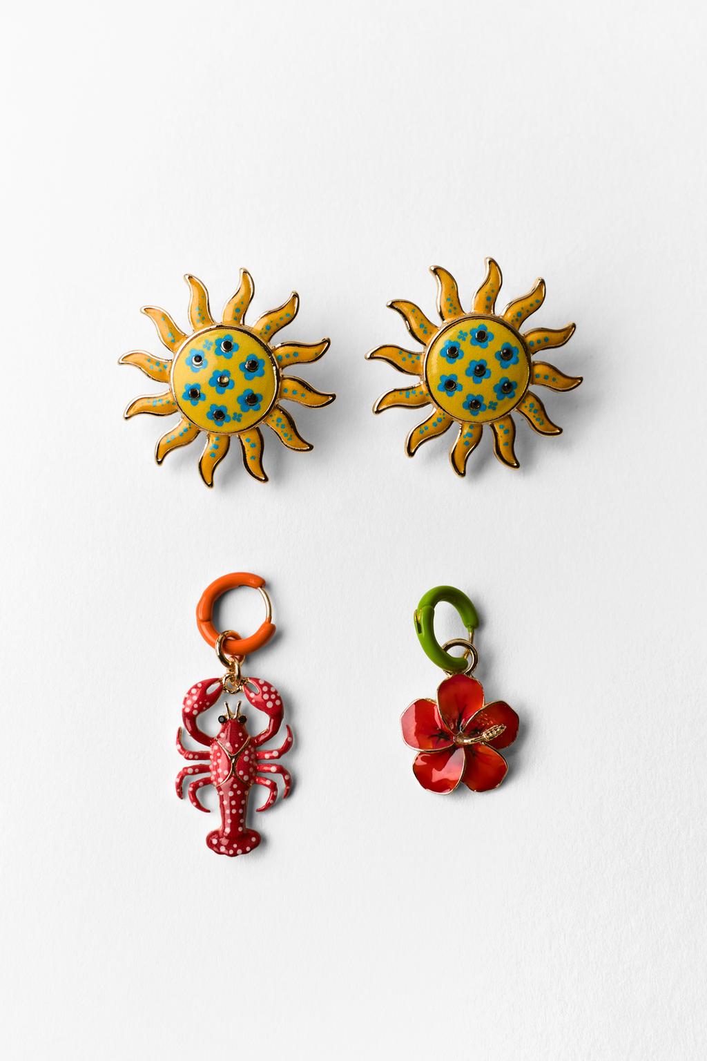 PACK OF SUN AND LOBSTER EARRINGS