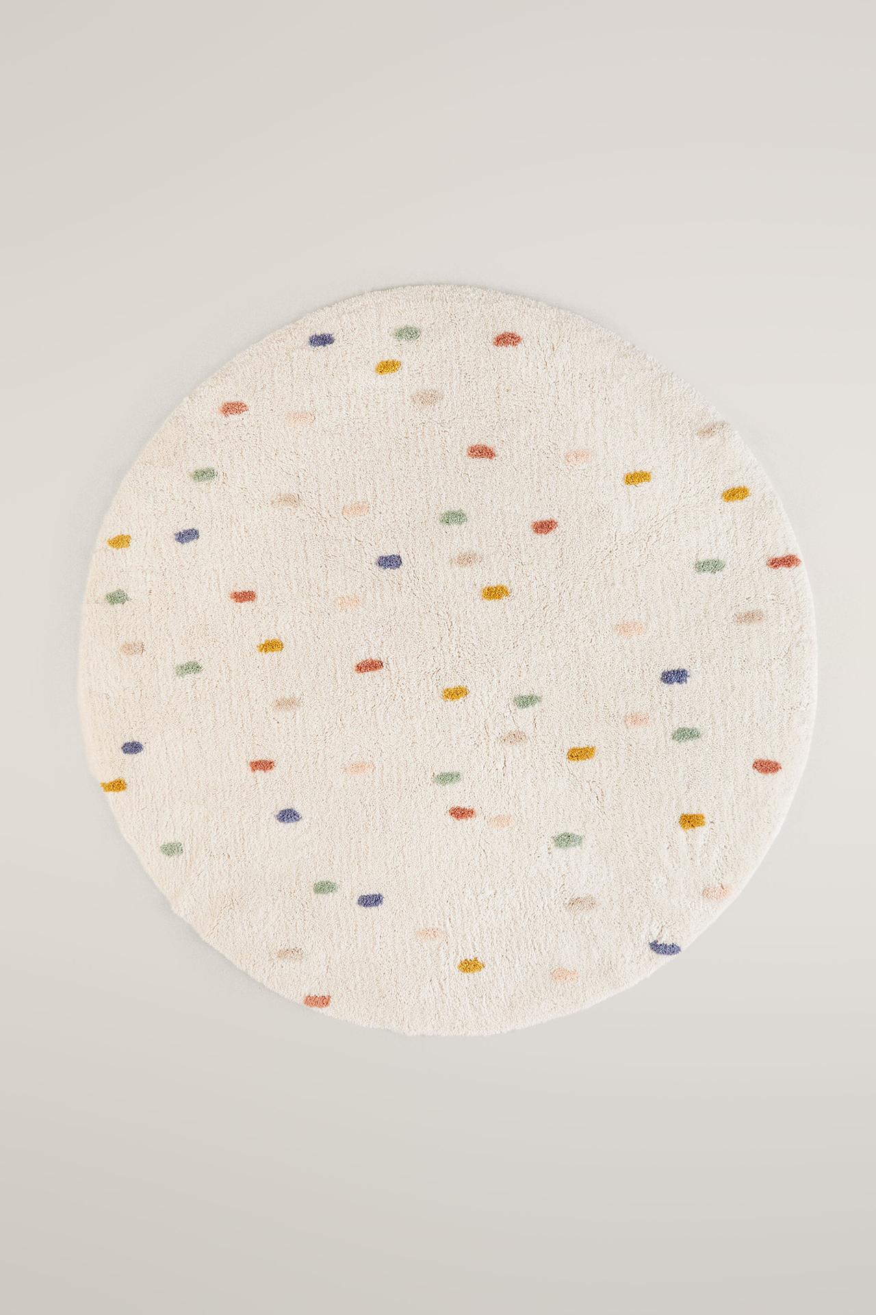 KIDS' MULTICOLOURED POLKA DOT COTTON RUG — Oyster-white