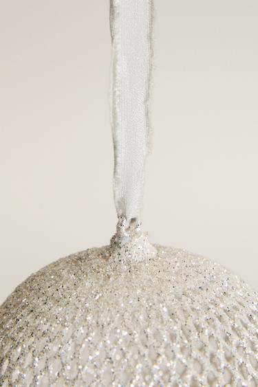 GLITTER MESH CHRISTMAS TREE BAUBLE — Silver 2