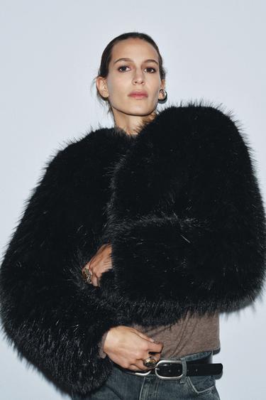 KUNSTFELLJACKE – ZW COLLECTION - Schwarz von Zara